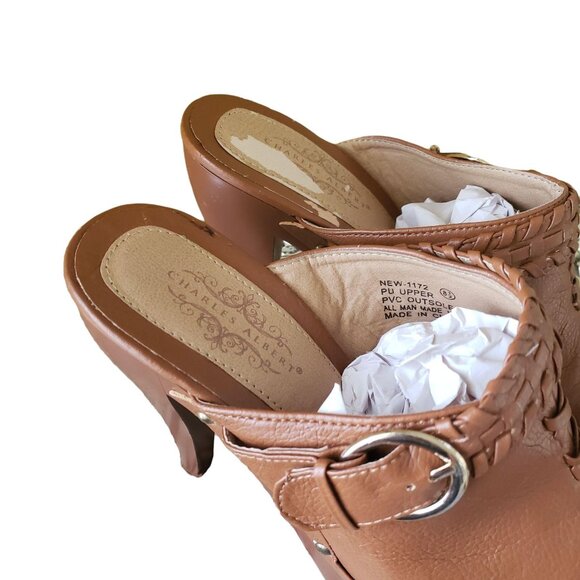 Charles Tan Leather Albert Platform Clogs sz 8.5 - Picture 8 of 8